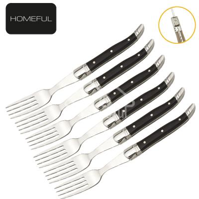 China 6PCs Color Disposable Stainless Steel Flatware Plastic Handle Fork for sale