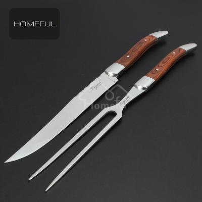 China High quality viable stainless steel laguiole carving knife set with pakka wood handle for sale