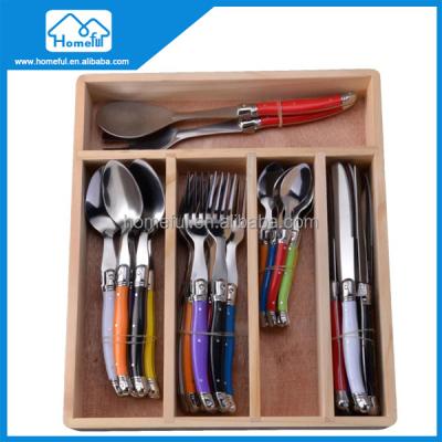 China Disposable 24PCS Stainless Steel ABS Handle Laguiole Cutlery Set for sale