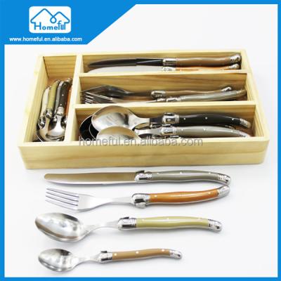 China 24PCs ABS Color Handle Laguiole Stainless Steel Disposable Cutlery Spoon for sale