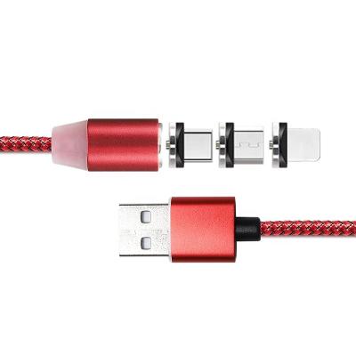 China Type-C/Micro Mobile Charging 3 In 1 Magnetic USB Cable Mobile Charging Tinned Copper Nylon, Nylon Braided+TPE USB Cable for sale