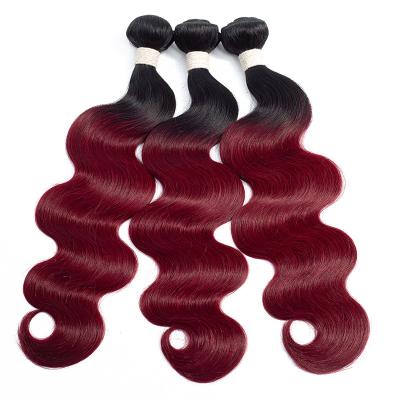 China Brazilian Red Hair Weft Bundle Ombre Body Wave Human Hair Wholesale Distributors for sale