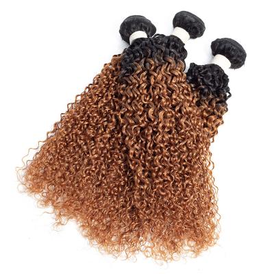 China 100% Afro Curly Kinky Curly Hair Ombre Hair Weft Bundles for sale