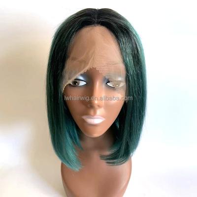 China 100% Silky Straight Green Hair Ombre Hair Wigs Brazilian Hair T Wave Lead Lace Wig for sale