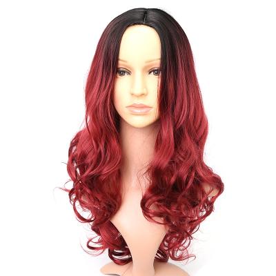 China Hot Red Heat Resistant Synthetic Hair Wigs Long Body Wave Wig Sale Women Hair for sale