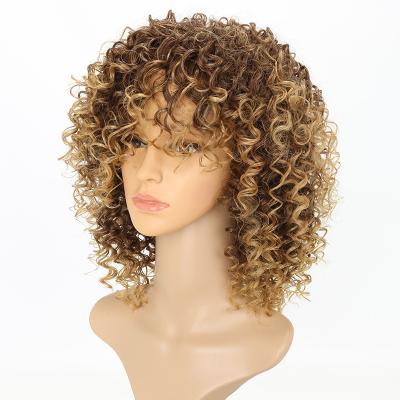 China Wholesale Cheap Synthetic Short Curly Afro Kinky Curly Wig Curl High Temperature Fiber Hair for sale