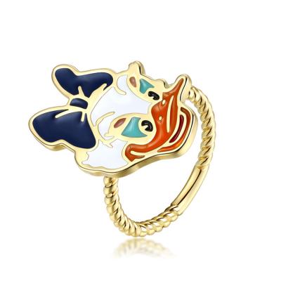 China Cute OEM Customized Cute Copper Plated Gold Plated Silver Ladies and Kids Cartoon Shape Ring for sale