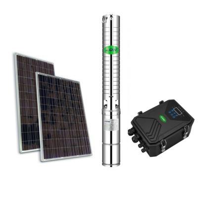 China Agriculture Irrigation Solar DC Water Pump 100 Meter Large Solar Submersible Pump 2 HP 4DSC4.5-203-110-1500 Head, SS Instigator for sale