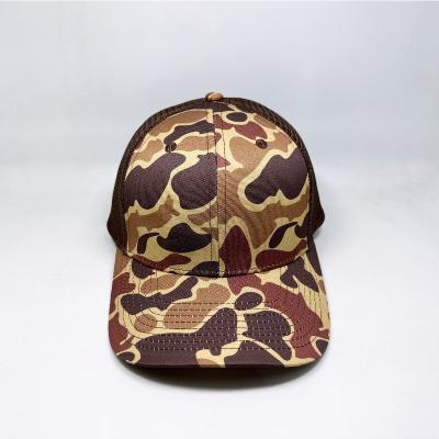 China Breathable & Waterproof High Quality Wholesale Custom Logo Plain Blank 5 Panel Camo Cap With Mesh for sale