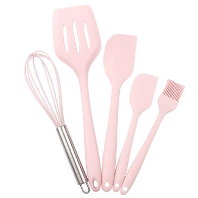 China Amazon 5 PCS Sustainable Non-Stick Silicone Kitchen Accessories Rubber Baking Spatula Set Kitchen Tools Heat Resistant Cooking Utensils Set for sale