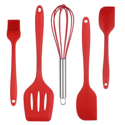 China Viable Heat Resistant Spatula Turner Silicone Kitchen Utensils Beater Set of 5 PCS Kitchen Accessories Baking Cooking Spatula Sets for sale