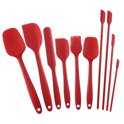 China 10 PCS Silicone Spatula Viable Nonstick Cooking Set Heat Resistance Tools Set With Long Handle Mini Spatula for sale