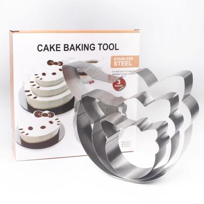 China Viable Costom 3 PCS Tools Stainless Steel Cake Mold Mousse Ring Baking Cake Set for sale