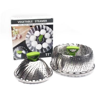 China Sustainable Collapsible Kitchen Tools Stainless Steel Vegetable Steamer Basket Folding Stainless Steel Steamer for sale