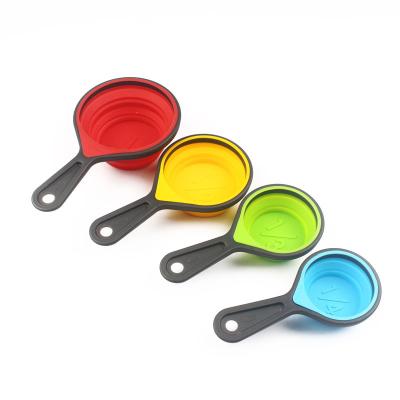 China Sustainable High Quality Kitchen Instruments Tools 4 PCS Collapsible Silicone Measuring Cups Set For Liquid Powder Measuring for sale