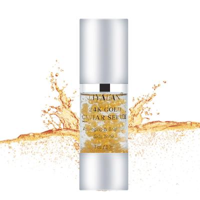 China Private Label Anti Aging Anti Wrinkle Facial Skin Care Whitening Natural Caviar Serum 24k Gold Organic Collagen Face Essence for sale