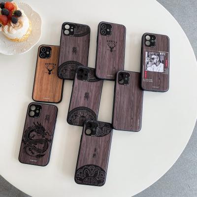 China Hot Selling Shockproof Classic Wood Grain Printed Pattern Phone Case For iPhone 13 Fashion Style Creative Cover For iPhone 12/11/7/8/XS/X/XR for sale