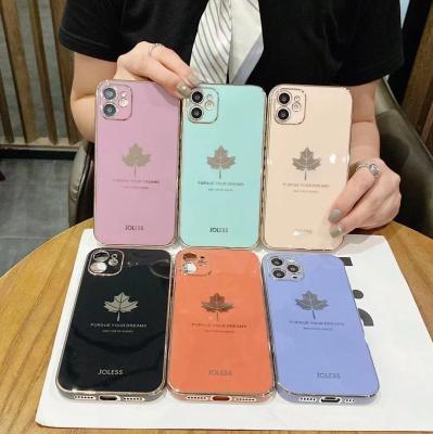 China Shockproof 6D Rubik's Cube Maple Leaf For OPPO A93 A32 R15 A53 Right Edge Plating Protective Soft Shell Reno 6 Mobile Phone Case for sale