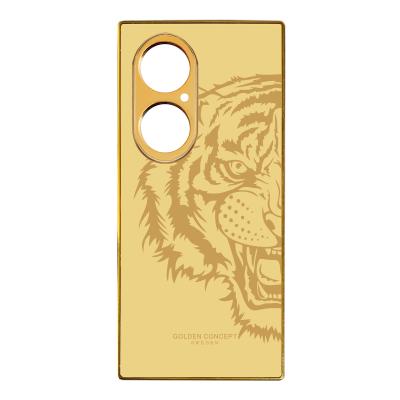 China Anti-fall Case Golden Gold Sticker For Huawei P50 Cover Luxury Designer For HUAWEI Brand Mobile Phone Case for sale