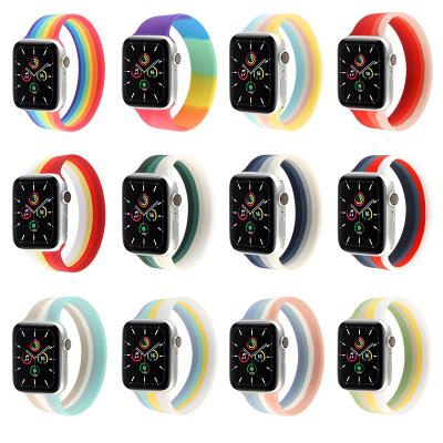 China for Apple Watch1/2/3/4/5 38/40mm Rubber Silicone Rubber 42/44mm Replacement Elastic Sport Loop Smart Watch Solo Band For Apple Watch 1 for sale