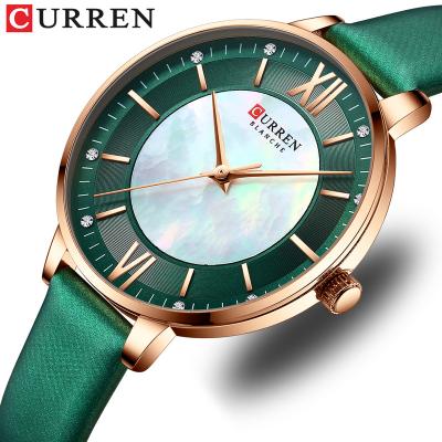 China Water Resistant CURREN - Elegant Green Ladies Watch Ladies Quartz Band Ultra Thin Design Casual Luxury Leather Wristwatch New 2021 for sale