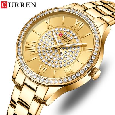 China Top10 Brand Water Resistant Curren 9084 Stainless Steel Women Wrist Watch Classic Ladies Bracelet Watch Stone Quartz In Wrist 2022 New Arrival for sale