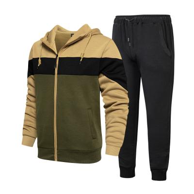 China LCFC breathable hot selling 2 pieces wholesale men's sweat suits men's tracksuits patchwork sweatsuit custom for sale