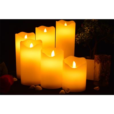 China Pillar Shape Flameless Ivory Flameless Dancing Flame Led Candle for sale