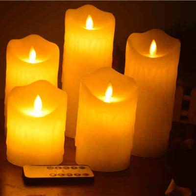 China Christmas Decor Flameless Ivory Warm White Flickering Flameless Paraffin Wax Candle Remote Control Battery Operated Led Lights for sale