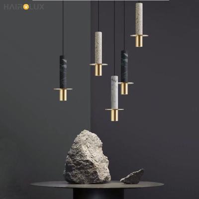 China 2021 Modern New Design Nordic Simple Concrete Marble Lantern Lighting Led Gold Pendant Lamp for sale