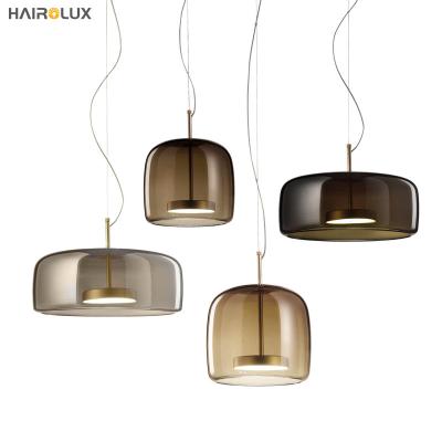 China Simple Led Chandeliers Glass Iron Europe Simple Led Pendant Lights Trace Cafe Bar Restaurant Round Pendant Light for sale