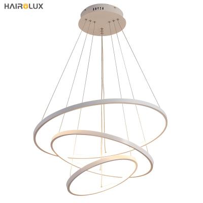 China Hot Sale Contemporary Modern Decor Aluminum Acrylic Hanging Chandelier Led Round Circle Ring Pendant Light for sale