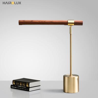 China Bedroom Office LED Metal Table Luxury Modern Reading Wooden Desk Lamp for sale