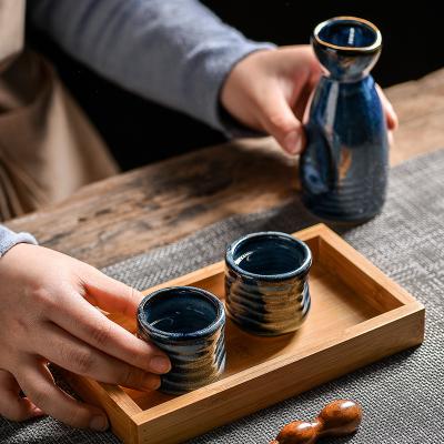 China Minimalist Wholesale Porcelain Dinnerware 3pcs Ceramic Sake Set With 1 Jug 2 Cups for sale