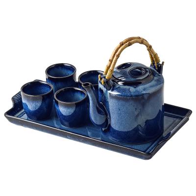 China Wholesale Viable Teapot Ceramic English Tea Cup Afternoon Kettle Cooler Water Drinkware Home Living Room Set With Tray for sale