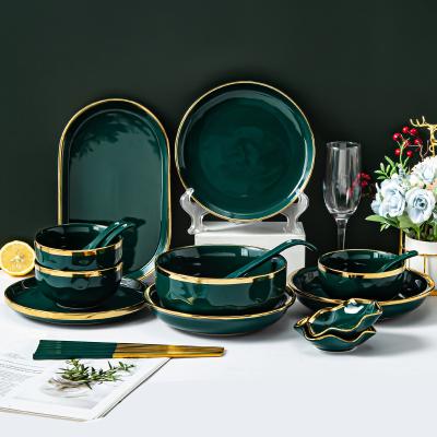 China Sustainable European Luxury Golden Dinner Sets Dinner Set Tableware for sale