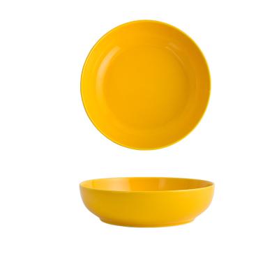 China Wholesale OEM Viable Porcelain Soup Dinner Salad Bowls Yellow Round Pasta Dish for sale