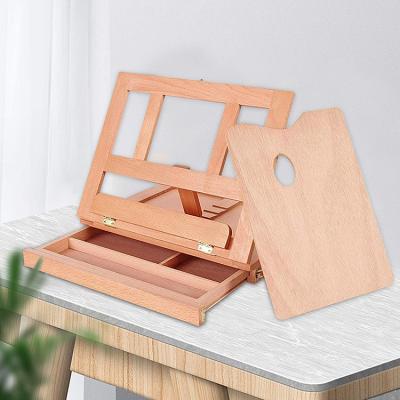 China Wooden Art Easel Table Top Book Painting Easel Set Easel Canvas Easel Stand with Wooden Palette for sale