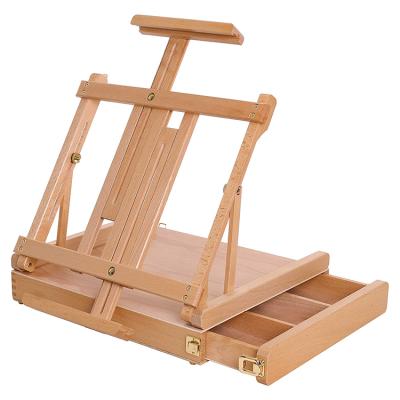 China Portable Wooden Artist Painting Desktop Drawer Case Large Easel Table Wooden Adjustable Sketchbox Easel For Drawing for sale