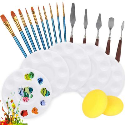 China Nylon Art Supplies Painting Set 22PCS Hair Brush Set Watercolor Nylon Hair Painting Acrylic Brush Set for sale