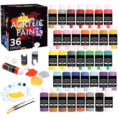 China 2020 36 main colors (60ml, 2oz) with 3 brushes and 1 palette kids art acrylic paints set for sale