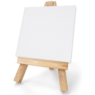 China Non-Toxic Mini Beech Wood Easel And Striped Canvas Set Art Easel for sale