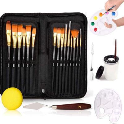 China Hot Sale Painting Art Sets 22 Pcs Paint Brush Set Plastic Palette Brushes For Acrylic Painting Set zu verkaufen