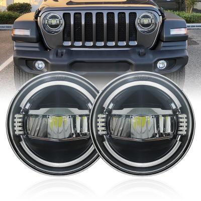 China 7 inch round aluminum headlight compatible for Jeep Wrangler JK JKU offroad with DRL for sale