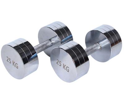 China Wholesale Universal Exercise Head Power Fitness Gym Dumbbell Metal For Weightlifting Chrome Dumbbell Set for sale