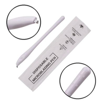 China Hot Sale 14.5cm Manual Permanent Tattoo Pen White Disposable Microblading Manual Pen For 3D Eyebrow Tattoo Embroidery for sale