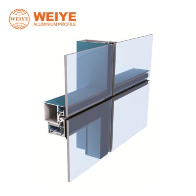 China door & Weiye Hidden Window Framing Glass Curtain Wall Extruded Aluminum Profile For Office Building Project for sale