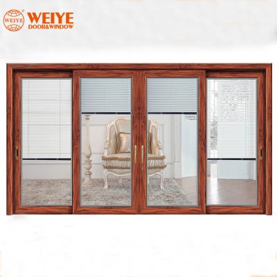 China door & WEIYE Aluminum Window Factory 135 Series Two Tracks Four Panel Glass Aluminum Sliding Door With Mesh. for sale