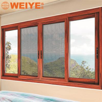 China Slide of 2020 Tempered Aluminum Sliding Window and Door Double Glass Wood Grain for sale