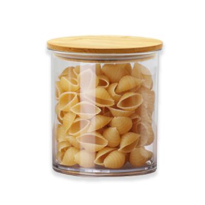 China Sustainable High Capacity Imported PP Grade Plastic Jar Food Storage With Bamboo Lid for sale